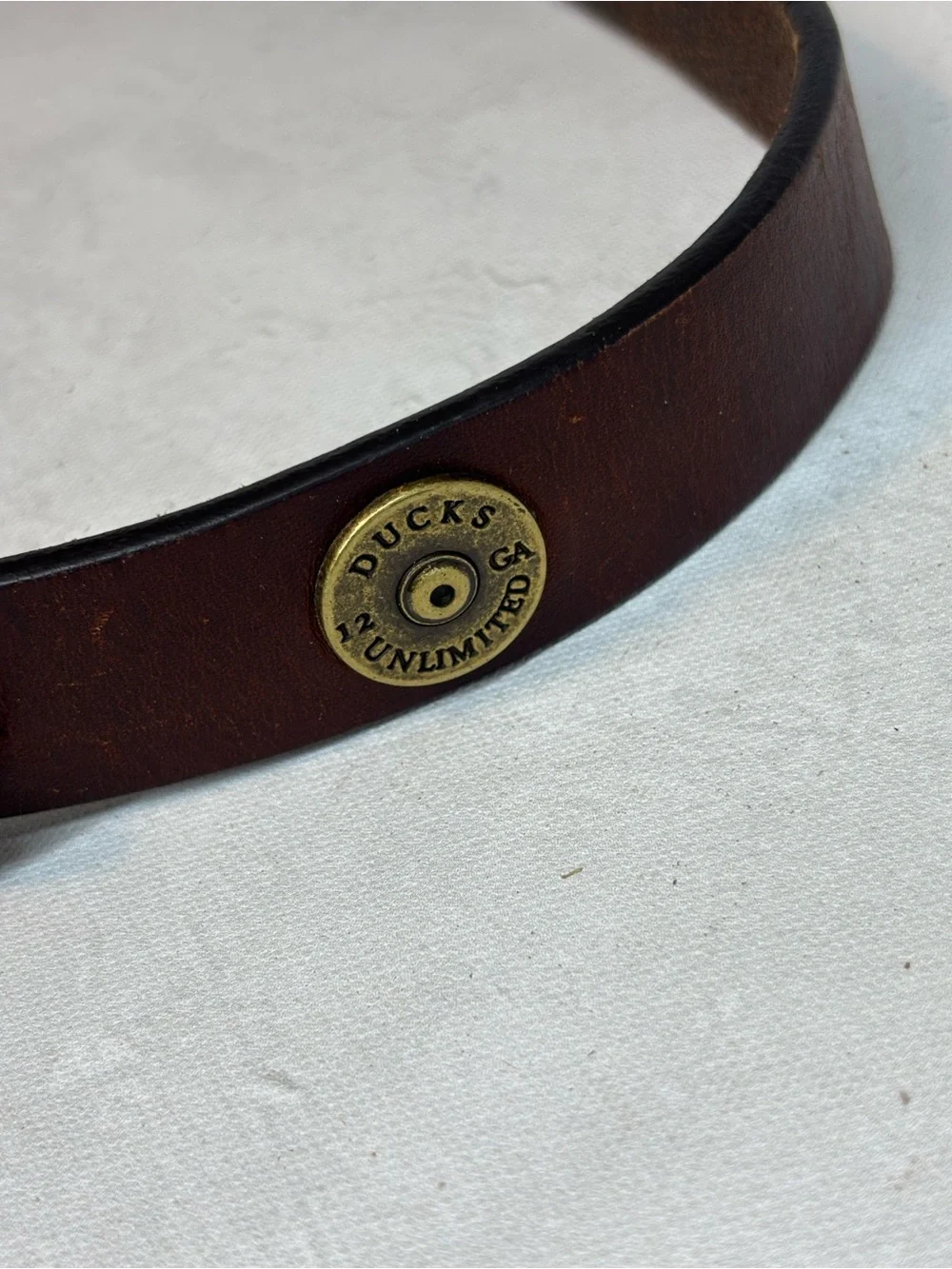 Ducks Unlimited Boys Brown Leather Belt, Brass Shotgun Shell Accent